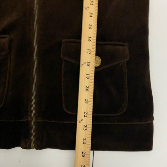 Lauren Ralph Lauren Zip Velvet Jacket Brown Pockets Womens Large - Picture 8 of 8